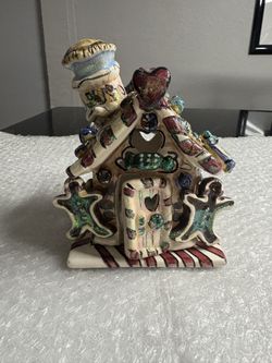 Blue Sky Heather Goldminc Gingerbread House Tealight Candle holder