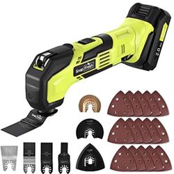 New Cordless Oscillating Tool, 20V Battery-Powered Oscillating Multi Tool with 6 Variable Speed Control and 22pcs Accessories for Cutting, Sanding, Tr