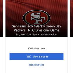 49er Vs Packers Row 128 Seats 5-8