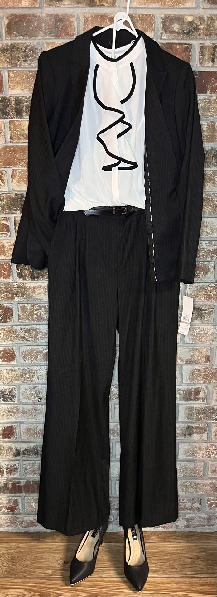 Calvin Klein Women’s Black 3pc Pinstriped Suit
