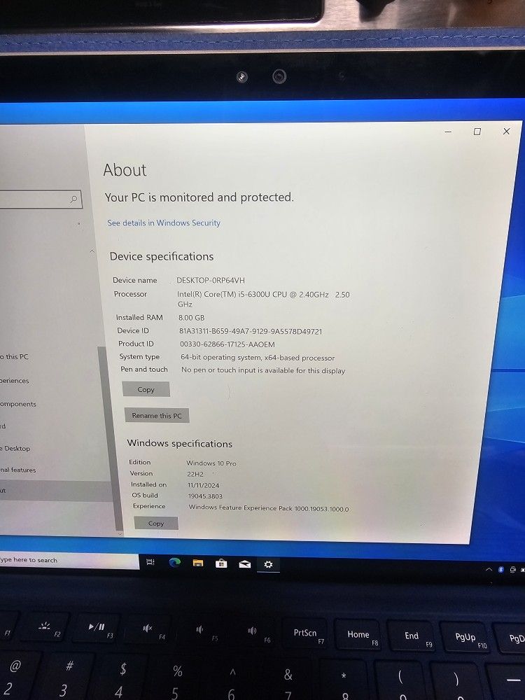 Microsoft surface pro 4 i5 8gb 256gb