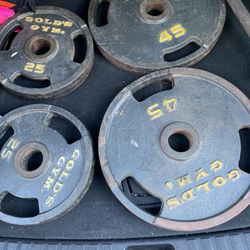Very nice olympic bumper weight plates. 45s  $1 a lb 45s Also Olympic iron weight plates $1 a lb 45s 35s 25s 10s 5s