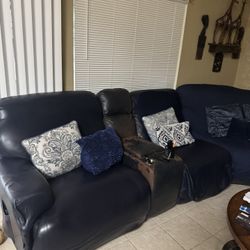 Sectional  With 2 Electric Recliners  Plus 1 Manual Free Must Be Gone By Tomorrow
