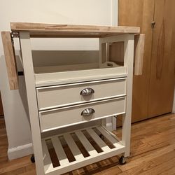 White Crosley Kitchen Cart with Drop Leaf Top