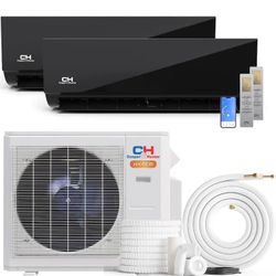 2zoneCooper&Hunter Hyper Heat Olivia Midnight Series 2-Zone Ductless Mini Split AC & Heat Pump -- 28000 BTU (2.3 Ton) Without Shut-...