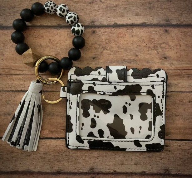 Cow Print Wristlet Wallet Key Chain

