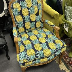 Beautiful Wood Arm Chair Pineapple Fabric