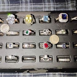 Sterling Silver Ring Set 24 Rings Signed 925 Real Silver