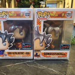 NYCC 2022 Funko Pop Dragon Ball Super: GOKU ULTRA INSTINCT SET CON STICKER - With Slight Dmg.