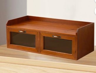 Fancyes Wood Writer Organizer with Drawer Storage Cabinet Box Vintage Organization for Office Supplies Jewelry Toilet Items Bathroom Bathroom 2 Drawer