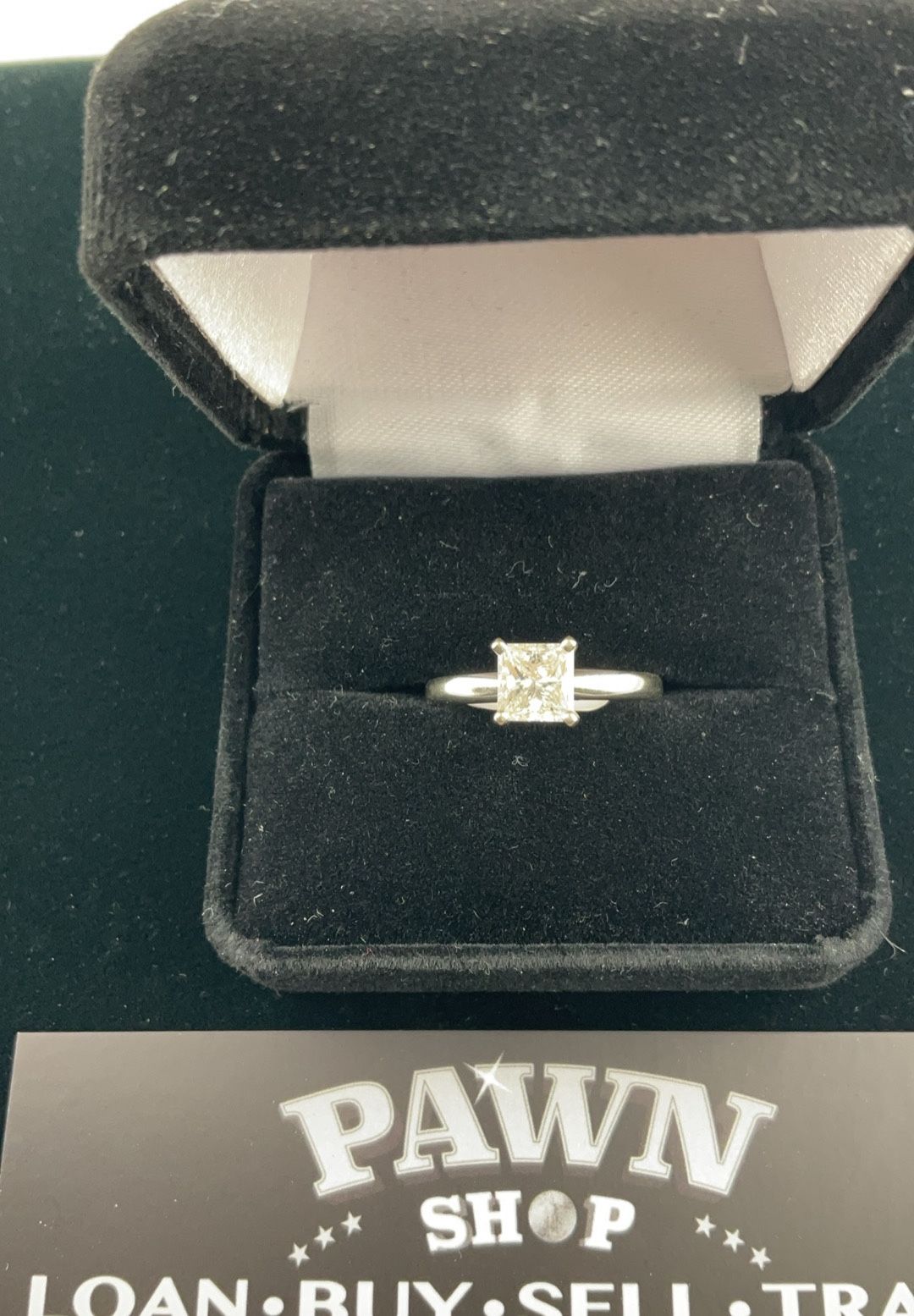 14k White Gold Princess Cut Diamond Ring 