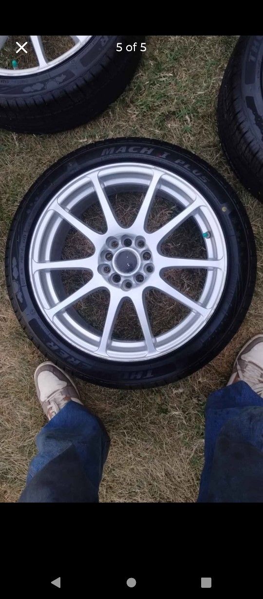 Manaray Sport ET50 Aluminum Racing Rims And 4 Brand New Tires 