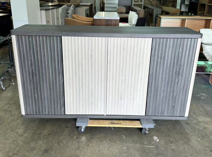 New assembled Buffet Cabinet with Storage Accent Sideboard with 4 Doors 66.3" Wide Fluted Credenza Modern Buffet Table Media Console Cabinet Entryway