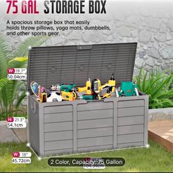 75-Gallon Outdoor Storage Box – Brand New, Waterproof, Heavy-Duty