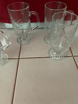 Set of Etched Glass Footed Mugs princess House