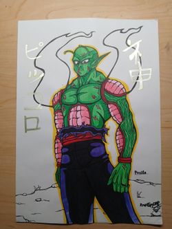 Piccolo Dragon Ball Z Art piece (acrylic and pen)