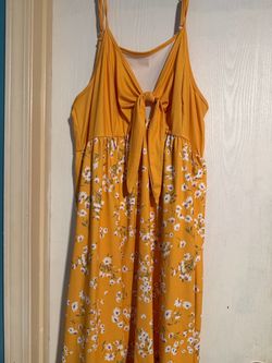 Yellow Floral Tie-Front Midi Dress