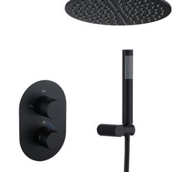 Thermostatic Shower System 10 Inch Matte Black Shower 