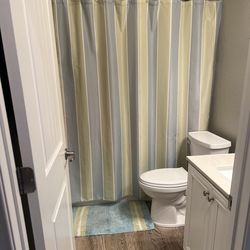 Matching Cloth Shower Curtain And Bath Rug