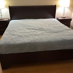King Size Bed, Mattress, Night Stand and  Mirror 