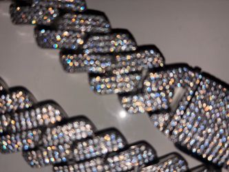 14 mm silver Cuban chain moissanite
