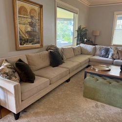Large Beige Sectional Sofa Couch Clean Modern Look