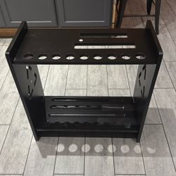 Pool Stick Holder Floor Stand- Billiards Pool Cue Rack Oak