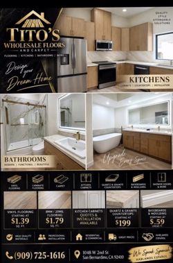 Huge Selection Of Luxury Vinyl, Baseboards, Kitchen Cabinets and Counter Tops