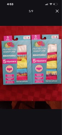 10 PAIR NEW GIRLS FRUIT OF LOOM BREATHABLE MOISTURE WICKING HIPSTER UNDERWEAR  SZ 6