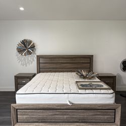 King Size Bed Frame With The Mattress And Box Springs