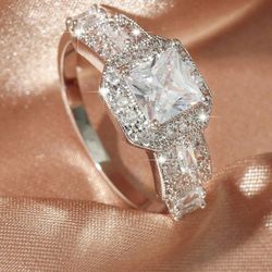 Silver Tone Cubic Zirconia Ring
