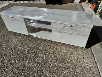 White TV Stand Media Console with Open Shelf