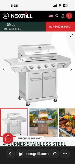 Nexgrill 4 Burner Stainless Steel Propane Gas Grill with Side Burner