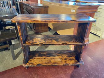 Open Rustic Dark Wood Display Shelf