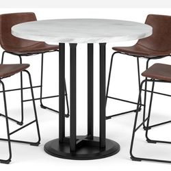 Centiar White/Brown Counter Height Dining Table and 4 Barstools