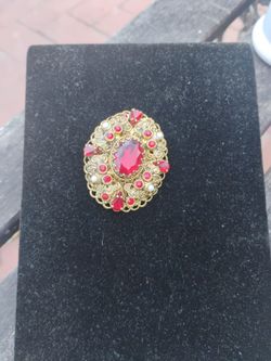 Brooch Bright Red Stones