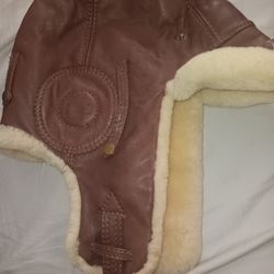 Leather Trapper Hat with Faux Fur Lining