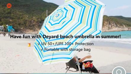 Deyard 6.5 ft Multi-color Beach Umbrella for Sand/30 degree tilt
