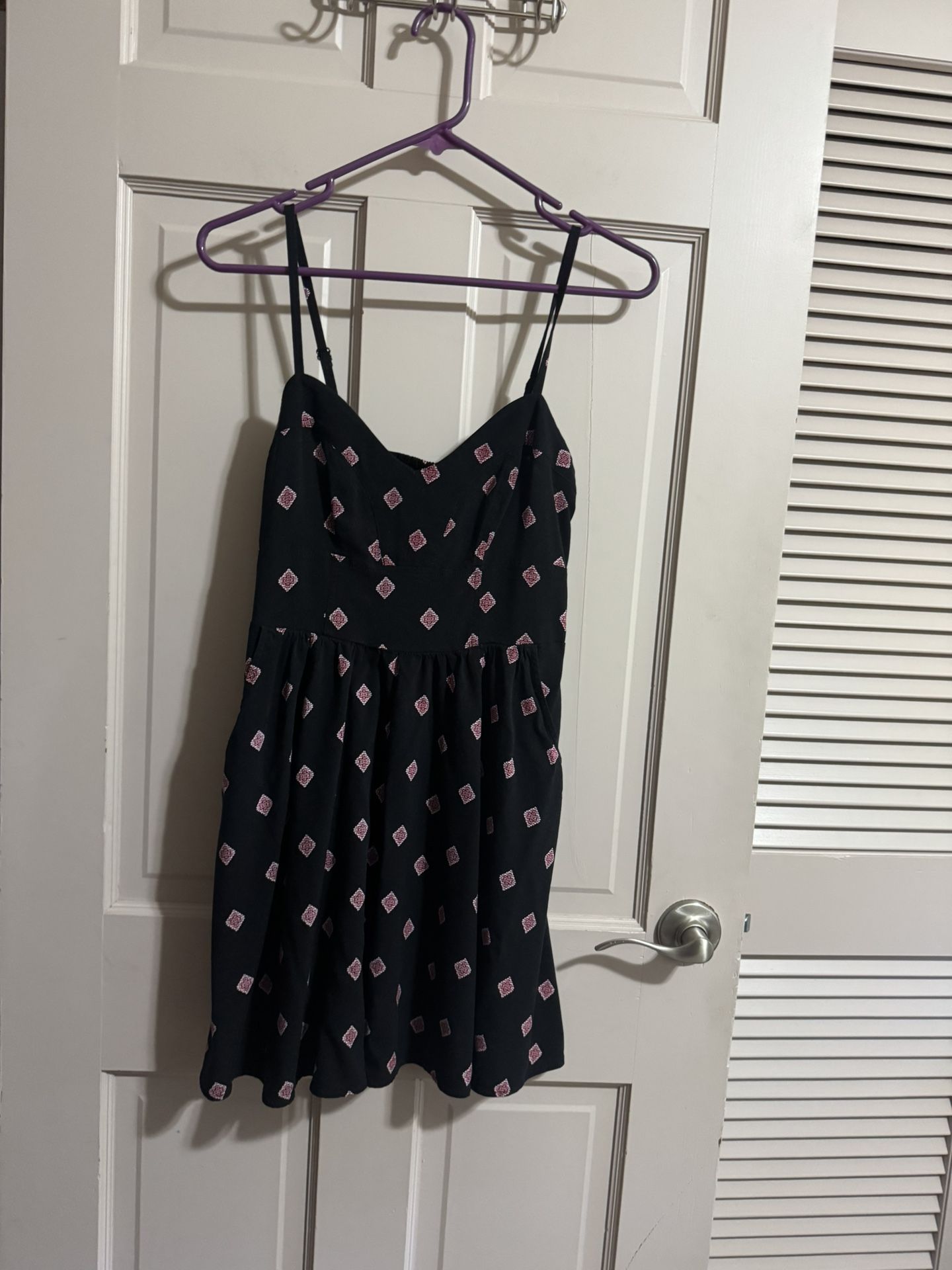 Express Black Spaghetti Strap Print Skater Dress Size Small