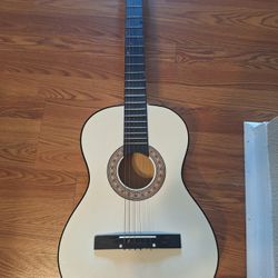 White/Cream Color Acoustic Guitar 
