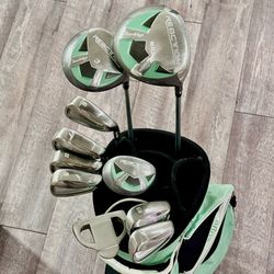 Tour Edge Lady Reaction Complete Gold Club Set w/ Bag Turquoise/White 6-PW-SW-1W-3W-5HY-Putter