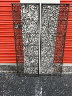 2 Metal and Rattan Wall Sculptures