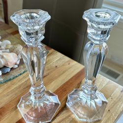 8.5” Glass Candlesticks Excellent Condition