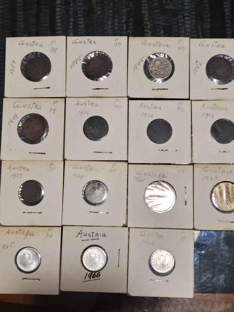 Lot of 15 Austrian Coins Mixed Dates 1859 To 1966