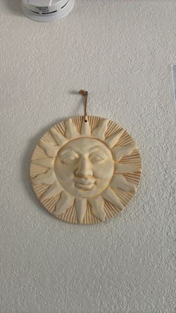 Celestial Sun Face Ceramic Wall Ornament Sculpture Mystical Whimsigoth #1