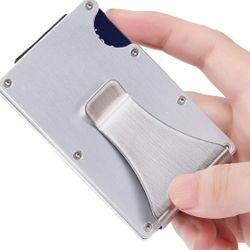 Aluminum Wallet Men's Slim Metal Wallet w/ Money Clip RFID Blocking Credit Card