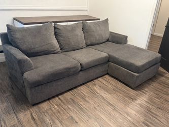 Charcoal Gray Sectional Sofa With Chaise - Freshly Cleaned