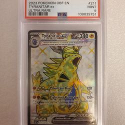 PSA 9 NM 2023 Pokemon Obsidian Flames Tyranitar EX Ultra Rare FA #211/197 TCG 