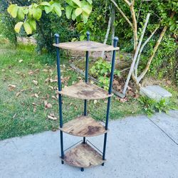 Wood 4 Tier Corner Shelves Organizer Storage Size 45" Tall New Condition Assembled