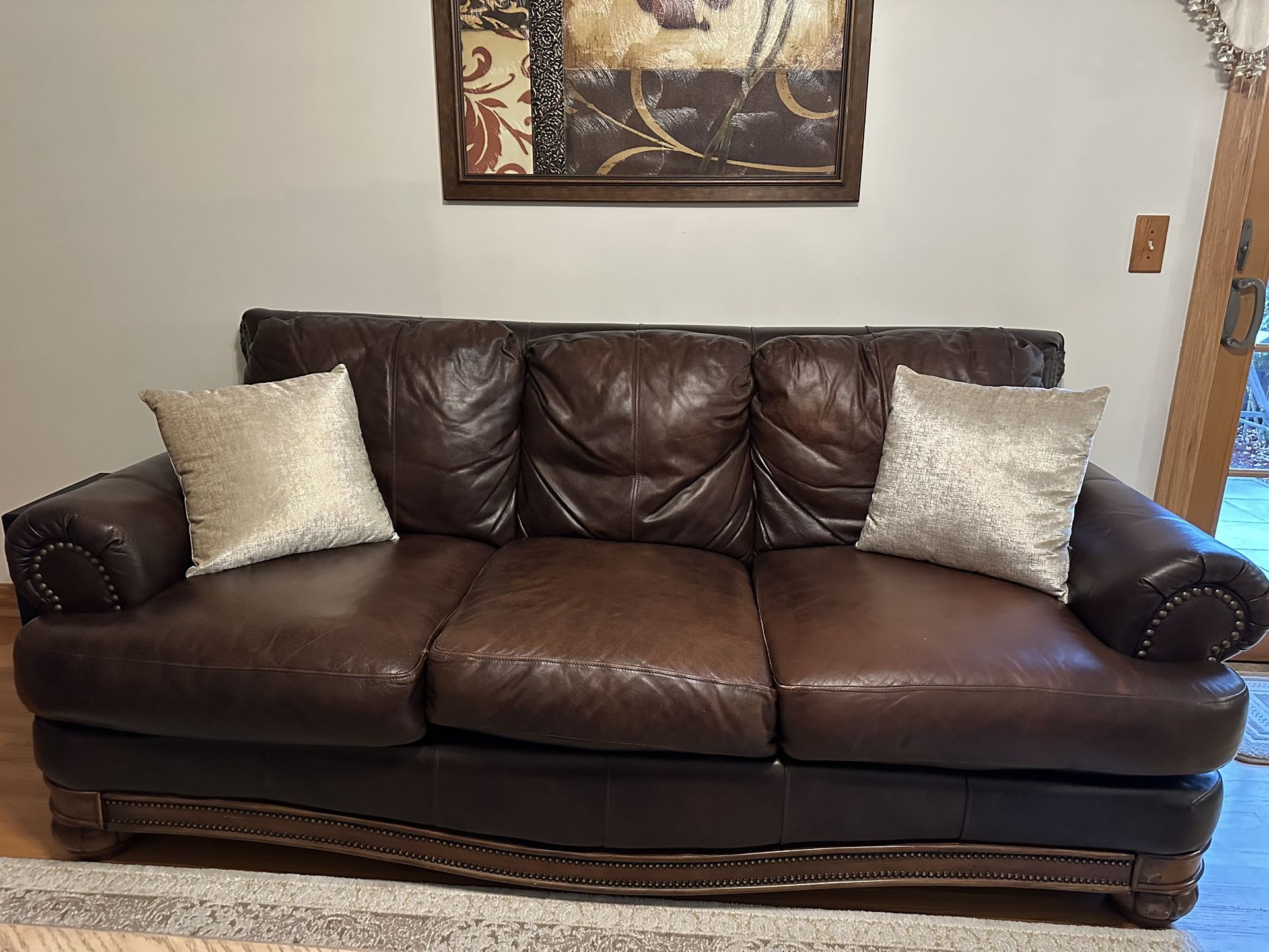 Real Leather Couch & Chair For Sale!